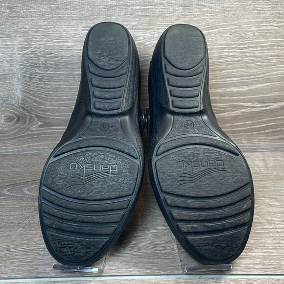 Dansko Aimee Napa Black Leather Women’s Sz 7.5-8/EU 38 Alt Closure Wedge Clogs - Picture 7 of 11